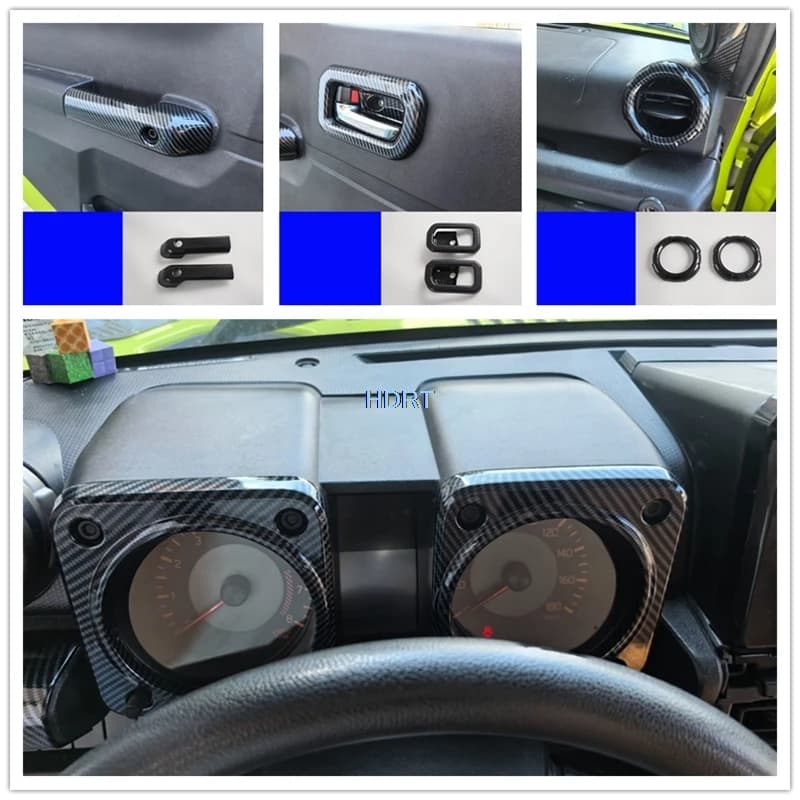 Misura Per Suzuki Jimny JB64/JB74 2019 + Car Style Gear Shift Finestra Pannello di Controllo Anteriore Posteriore Air Vent Uscita Interni In Fibra di Carbonio