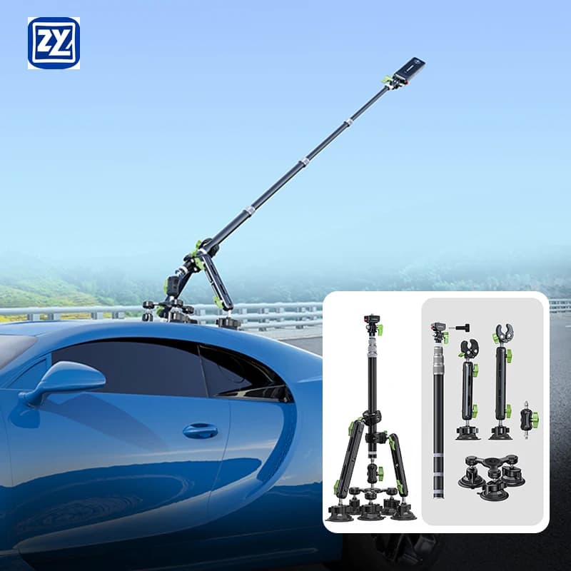 Support for Action Camera with Triple Suction Suction cup, Extensible and Adjustable in Corner