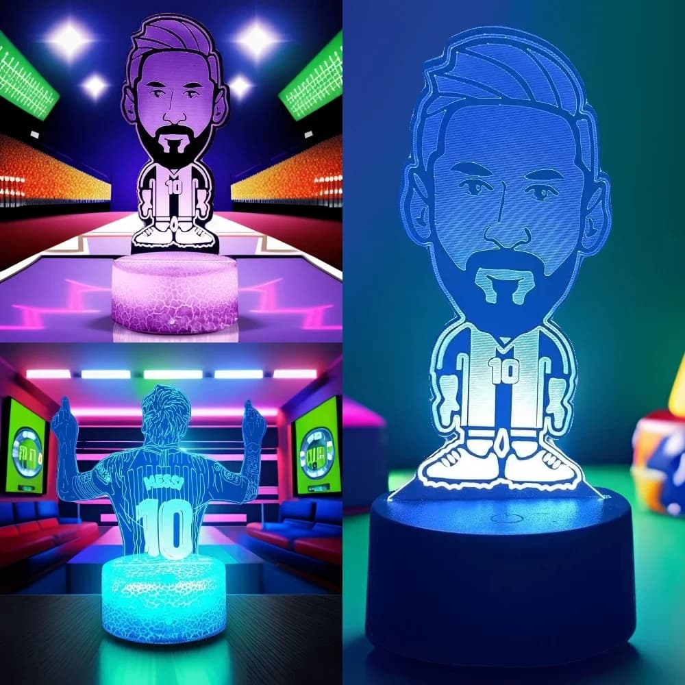 Luce notturna a LED Lampada 3D Illusione Personaggio del calcio Messi Smart Touch Luce notturna per bambini Appassionati di calcio Decorazioni per la camera Lampade da tavolo Regali