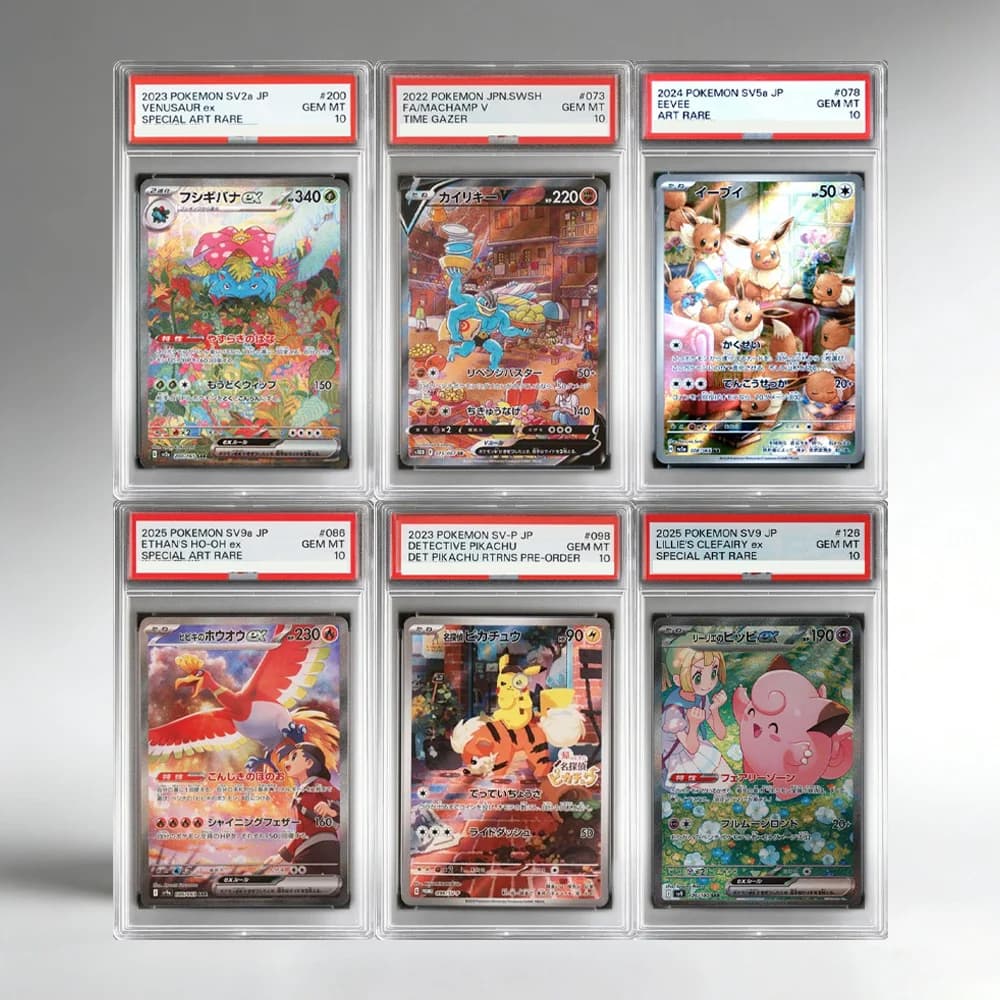 Carte da Collezione PTCG Fai da Te: VENUSAUR, EEVEE, MACHAMR, CLEFAIRY - Carte da Gioco Anime Personalizzate, Regalo per Appassionati