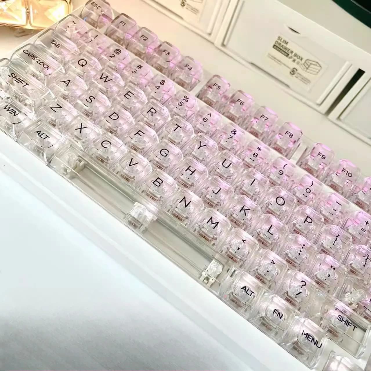 [Copritasti in cristallo trasparente] Materiale PC ghiacciato Set completo di copritasti per tastiera meccanica personalizzati a 132 tasti universali