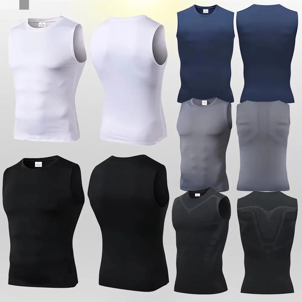 Compression Tank Top Mens Gym Shirt Sleeveless Quick Dry Printing Sportswear Men Fitness Bodybuilding Vest Workout Muscle Top