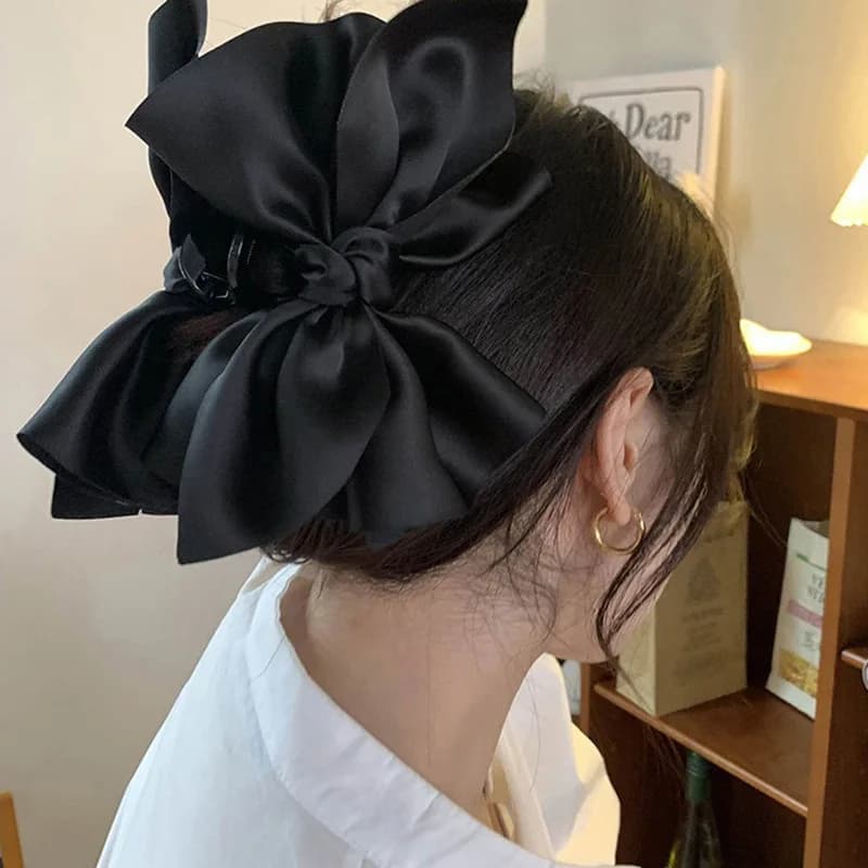 Clip artiglio per capelli con fiocco grande nuovo Trendy tinta unita capelli neri Shark Grab Clip strumenti per lo stile dei capelli accessori per capelli per le donne ragazza