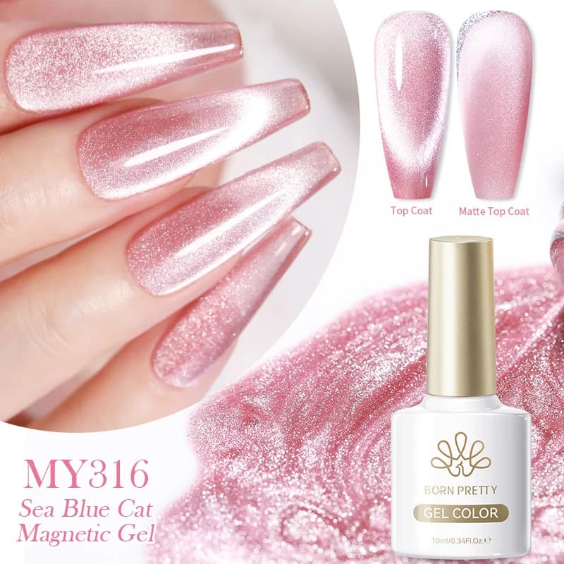 BORN PRETTY Smalto per unghie gel magnetico riflettente gatto 10ML Argento brillante Glitter Vernis Semi permanente Soak Off Gel UV magnetico