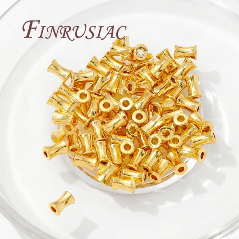 18K gold plated brass tubular beads for bracelets, spacer beads for jewelry creation, DIY accessories, beads separators