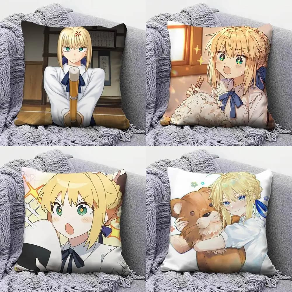 Artoria Pendragon Saber Fate Fgo FSN Copricuscini per divano e copricuscini decorativi personalizzati