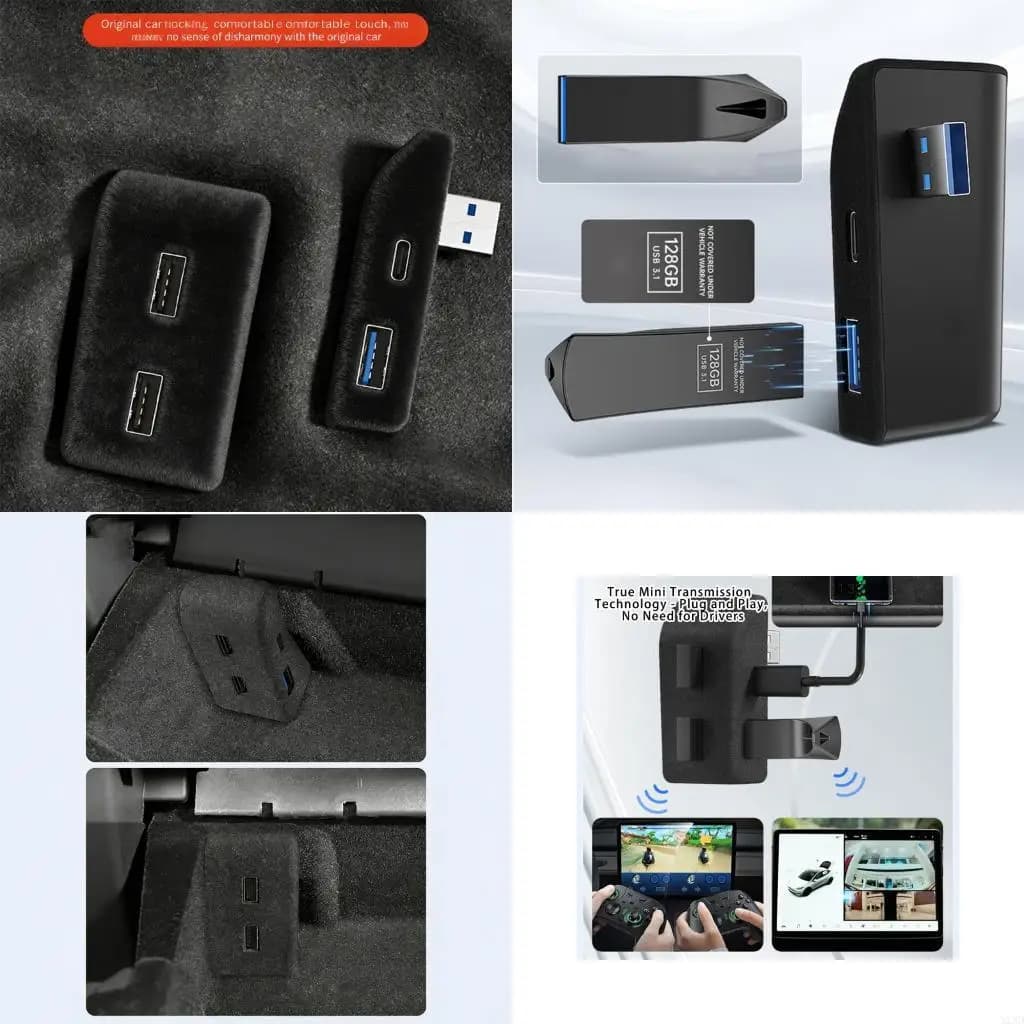 Docking station universale per vano portaoggetti con porte ricarica multiple e adattatore floccaggio hub shunt USB senza