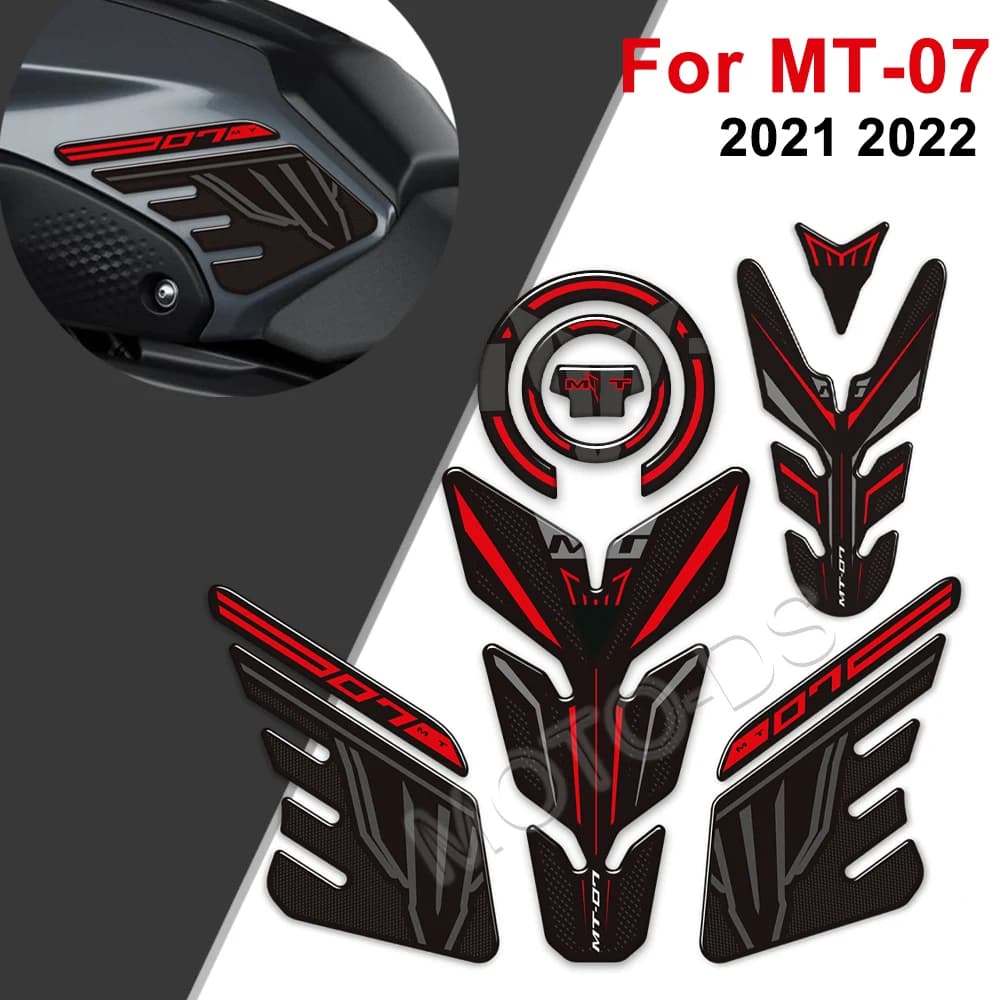 Per Yamaha MT-07 MT07 MT-07 SP 3D Moto Manopole Del Serbatoio Pad Ginocchio Guard Protector Anti-Slip Resina Epossidica Decalcomanie Kit 2021 2022