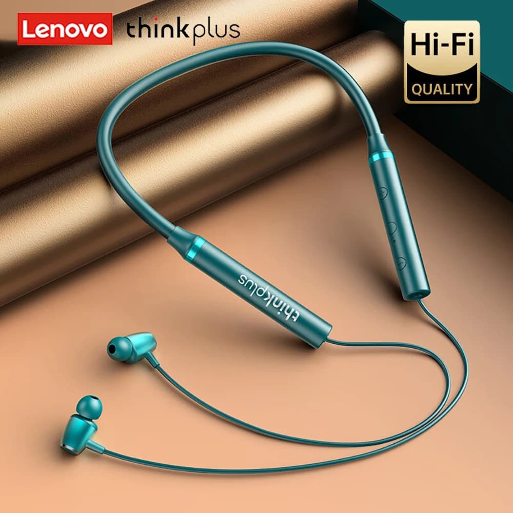Lenovo Bluetooth 5.0 Auricolari wireless Auricolari magnetici con archetto da collo IPX5 Cuffie sportive impermeabili con microfono con cancellazione del rumore HE05X