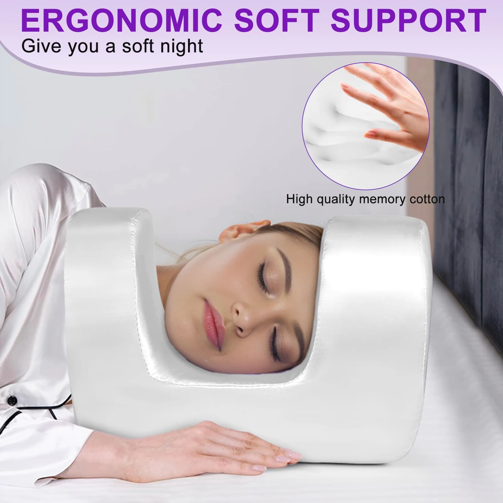 Cuscino di bellezza antirughe Federa in raso Memory Foam Cuscino per il viso per dormire Prevenire le rughe del sonno e l'invecchiamento Supporto cervicale
