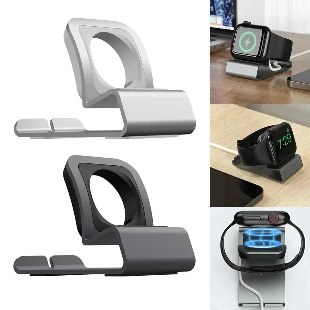 Charger Stand for Apple Watch Dock Station Aluminum Charging Holder for iWatch Ultra 3 11/10/9/SE/8/7/6/5/4/3/2 Silicon Bracket