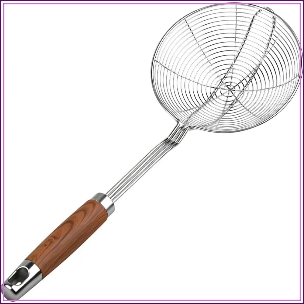5.3" Stainless Steel Spider Strainer Skimmer Spoon, Long Handle Kitchen Utensil for Cooking Frying Pasta
