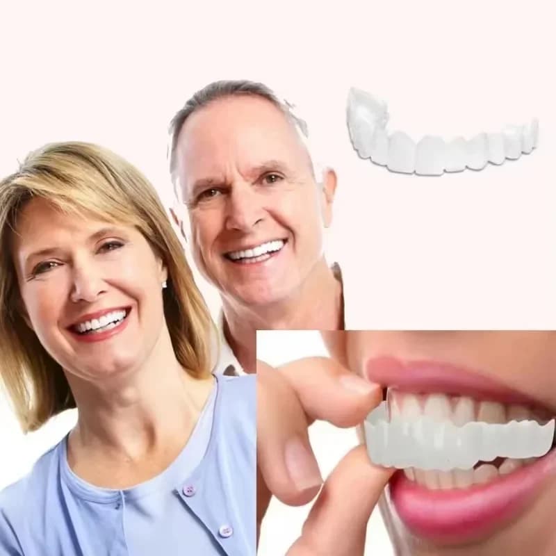 Faux upper teeth cover perfect light veneers Comfort Fit Flex teethers whitening straps