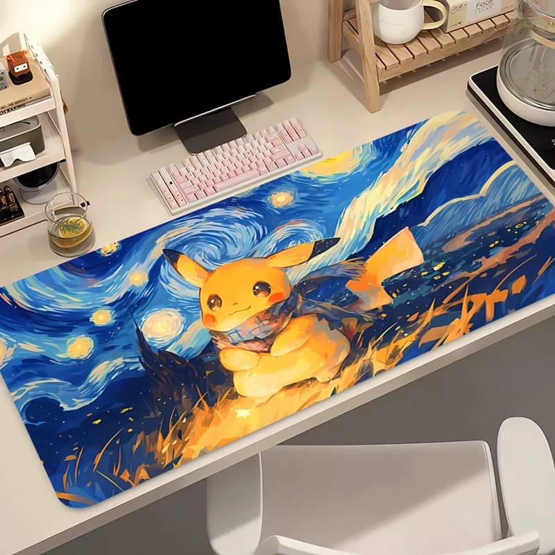 Tappetino per mouse Anime 90x40cm Pokemon Pikachu Gamer Tappetino per scrivania per computer Tappetino moderno per tastiera e laptop Tappetino per mouse con stampa HD per giochi di grandi dimensioni