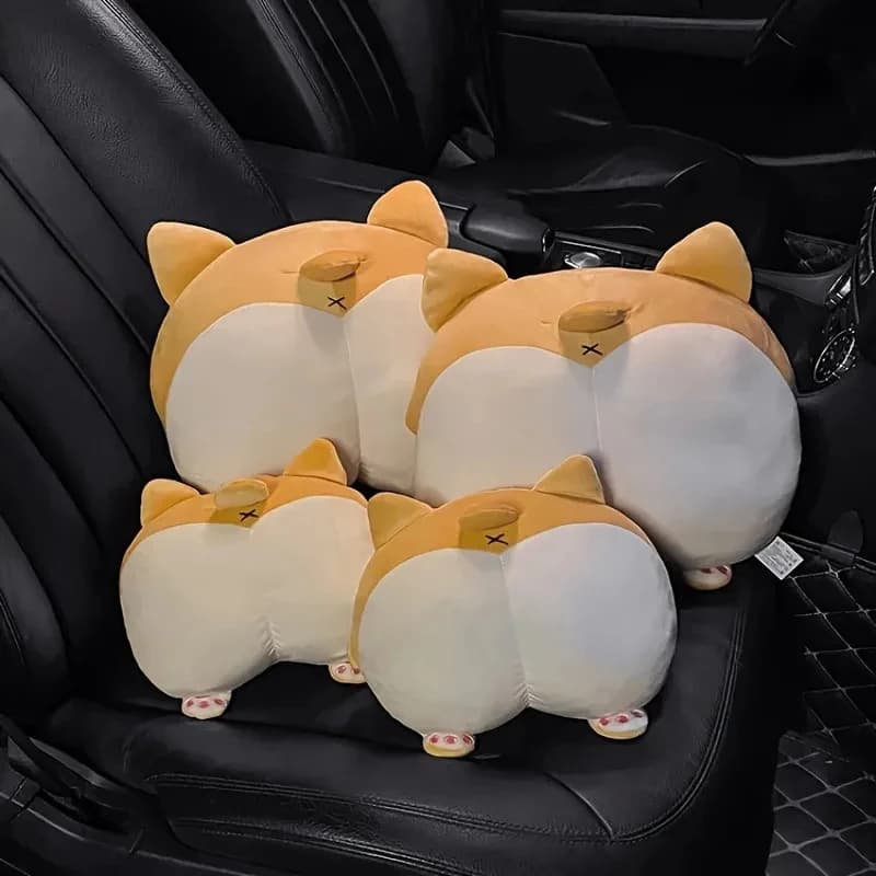 Cuscino per Poggiatesta Auto con Design a Forma di Corgi, Supporto per Collo e Cuscino Lombare, Decorazione Multifunzionale per Interni Auto