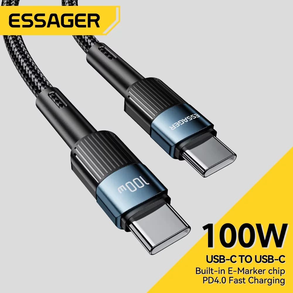 Essager 100W USB Type C to USB C USB-C cable PD Fast charging charger Cable for MacBook Samsung Xiaomi Type-C USBC cable 3M