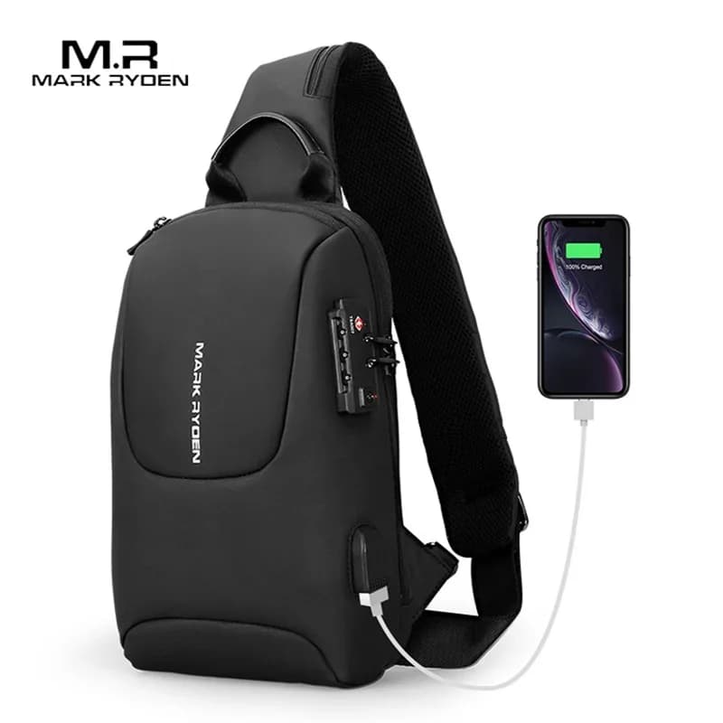 Borsa a Tracolla Mark Ryden con Serratura TSA Antifurto, Borsa Messenger per Uomo, Impermeabile, per Brevi Viaggi