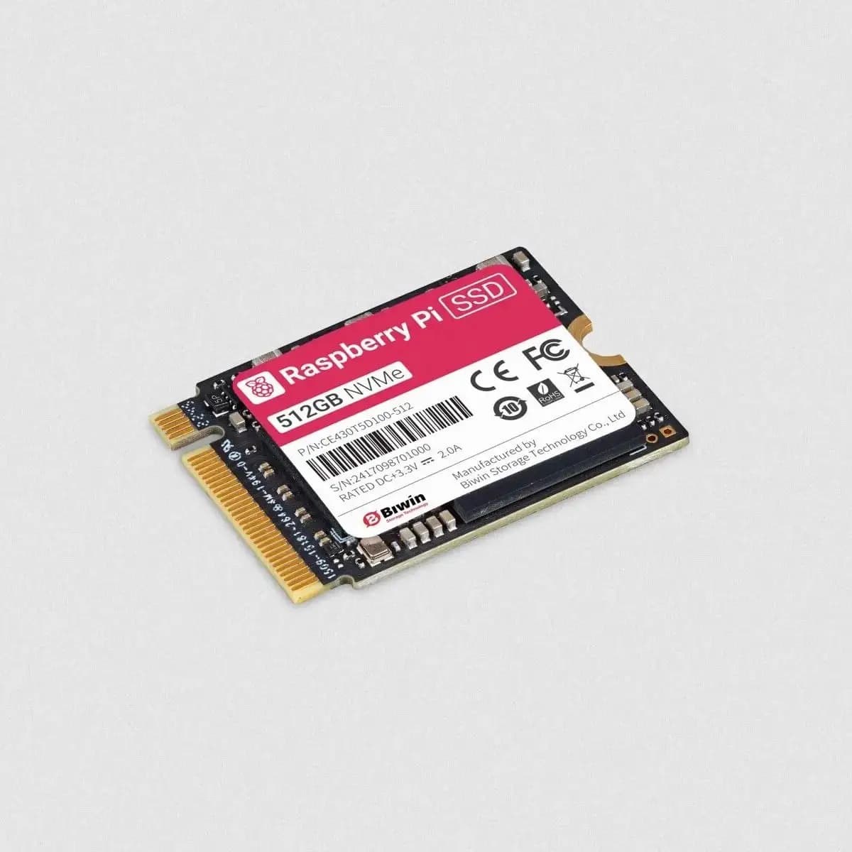 SSD NVME1.4 M.2 2230 ufficiale Raspberry Pi da 256GB/512GB PCIe Gen 3, letture/scritte casuali a 4kB