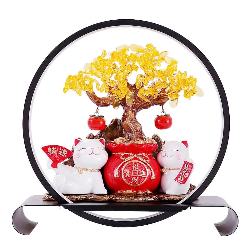 Lucky Cat Lantern Circle Lucky Money Tree Ornament Living Room Decoration housewarming opening gift