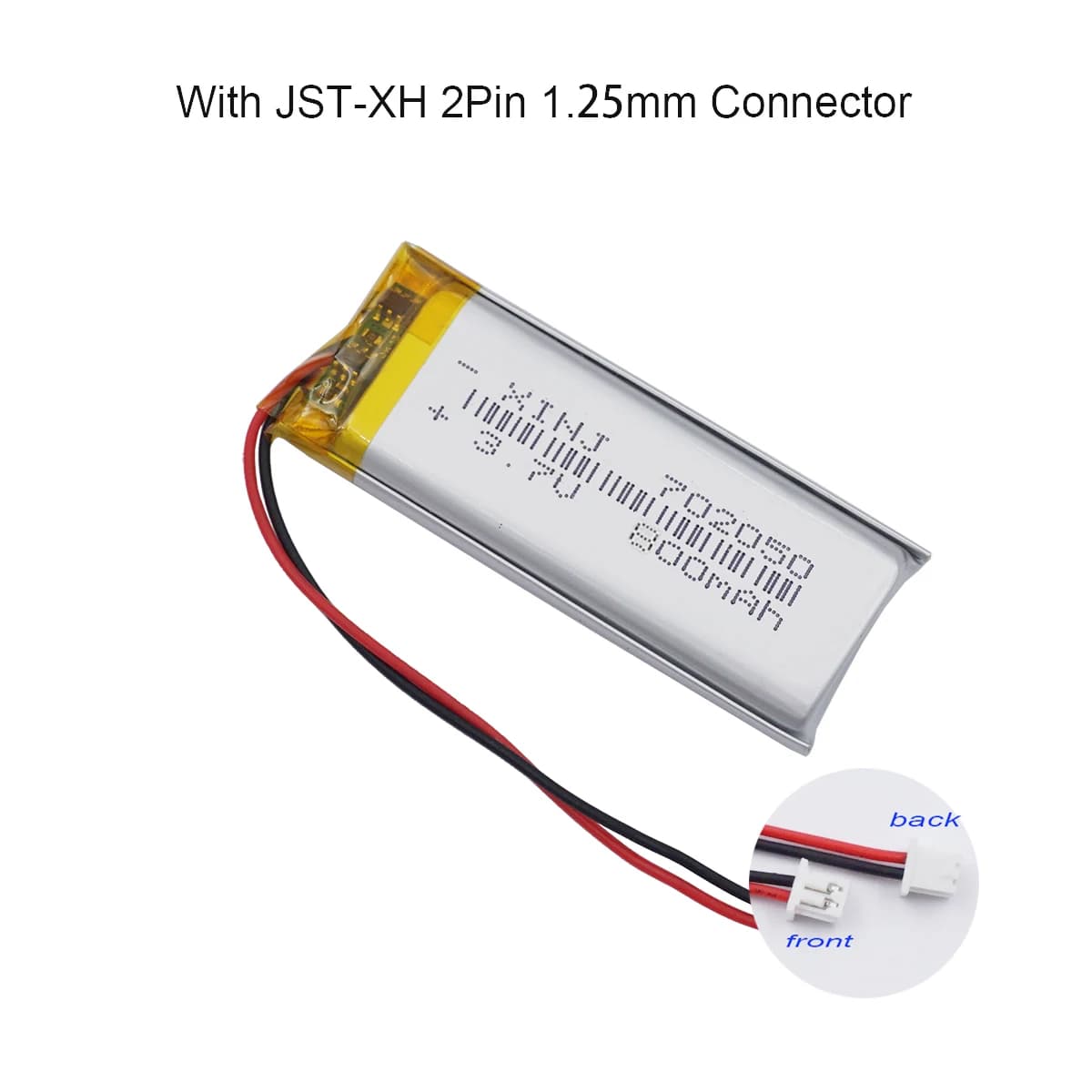 3.7V 800 mAh 2.96Wh 702050 Rechargeable Li-Polymer Li Li-ions Battery JST 2pin 1.25mm Connector For Car Camera Driving Recorder