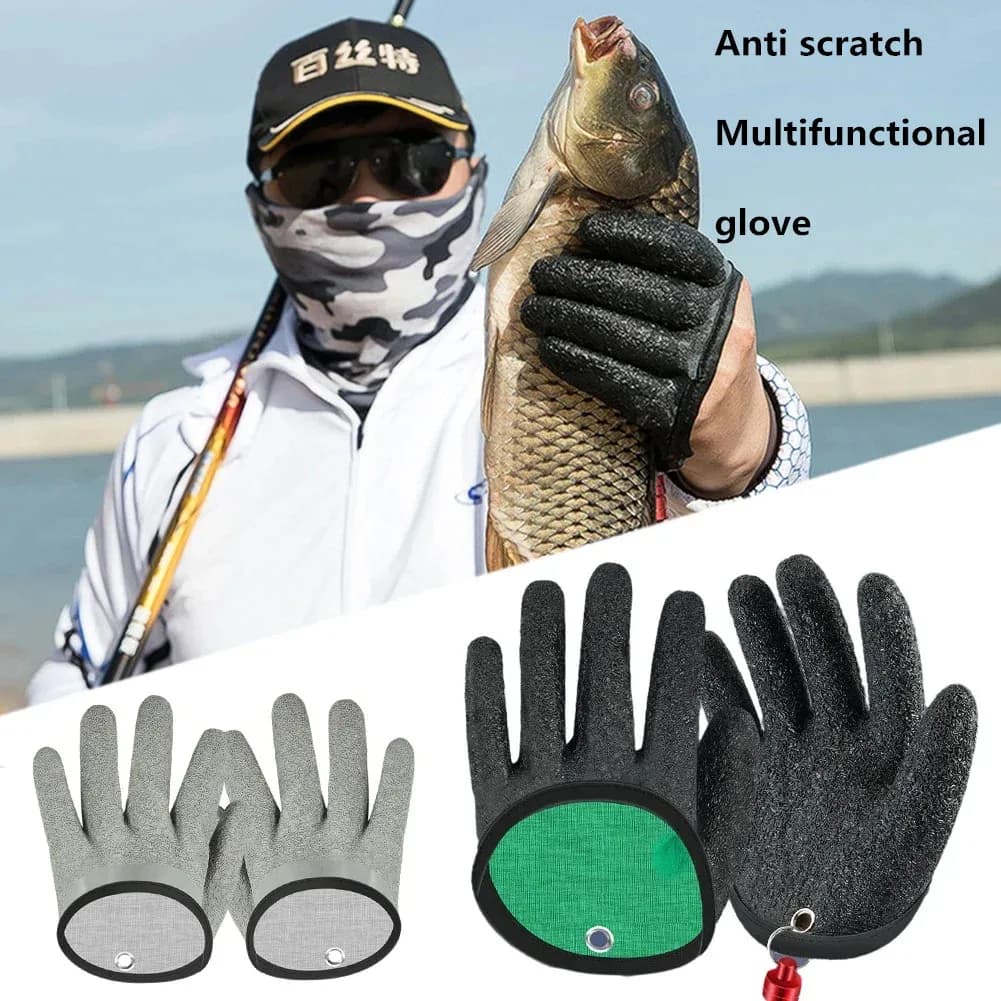 Guanti da Pesca Antiscivolo, Resistenti, in Maglia, Impermeabili, Antitaglio, con Chiusura per Mano Destra e Sinistra, Protezione per le Mani