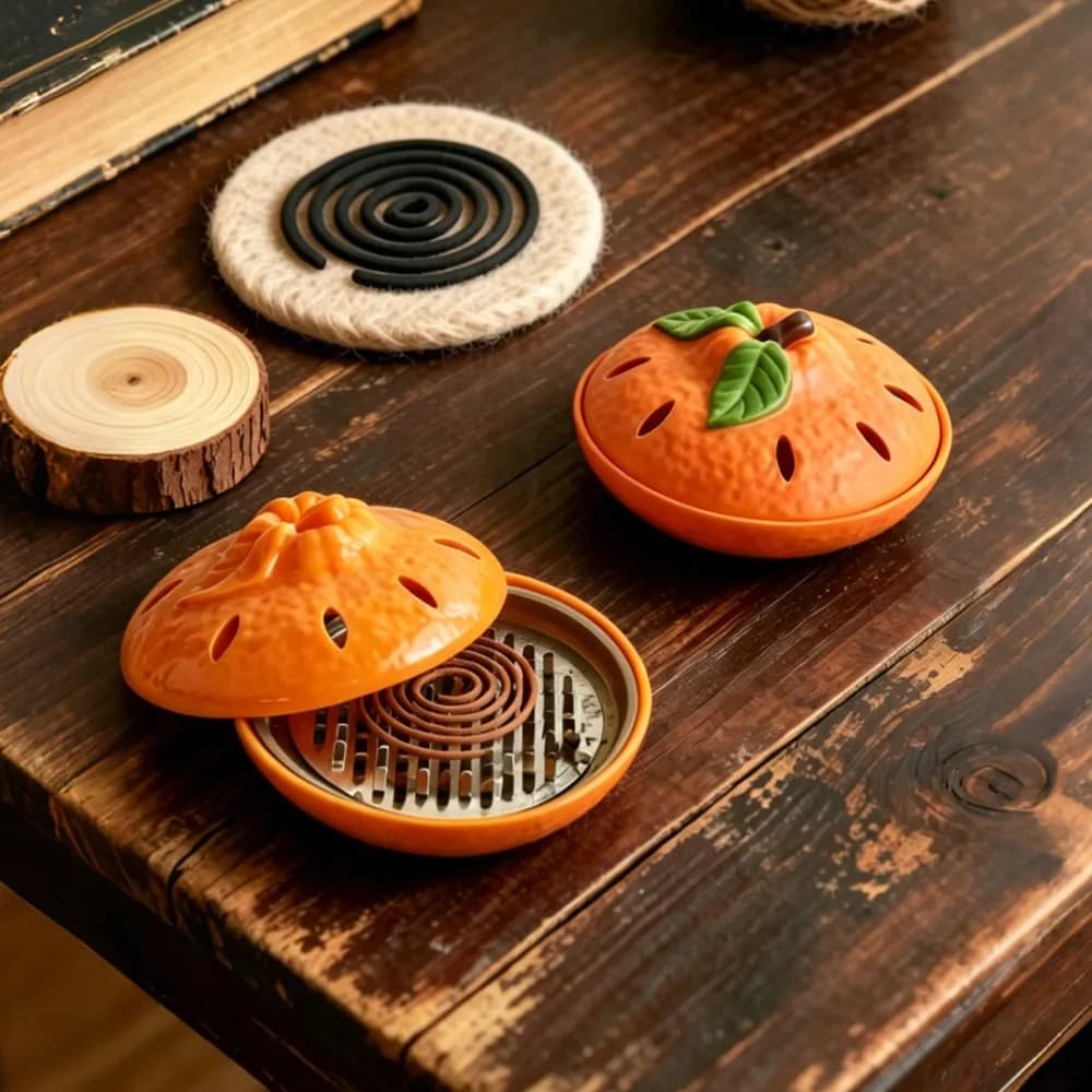 Orange Aroma Diffuser Multi-functional Incense Holder Mosquito Coil Tray Desktop Decor Ornament Fragrance Tabletop Gift