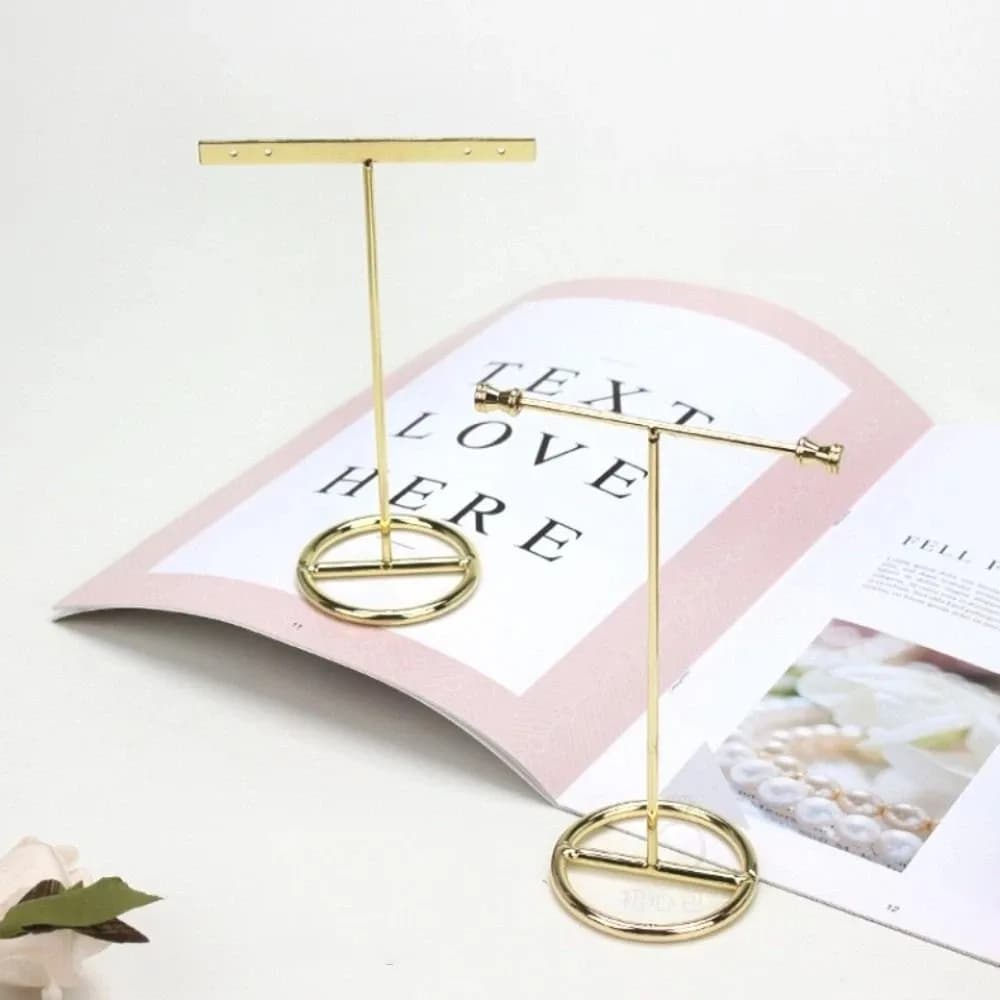 T-Shaped Jewelry Display Stand Professional Premium Feel Earring Display Stand Luxury Creative Metal Earring Display Rack