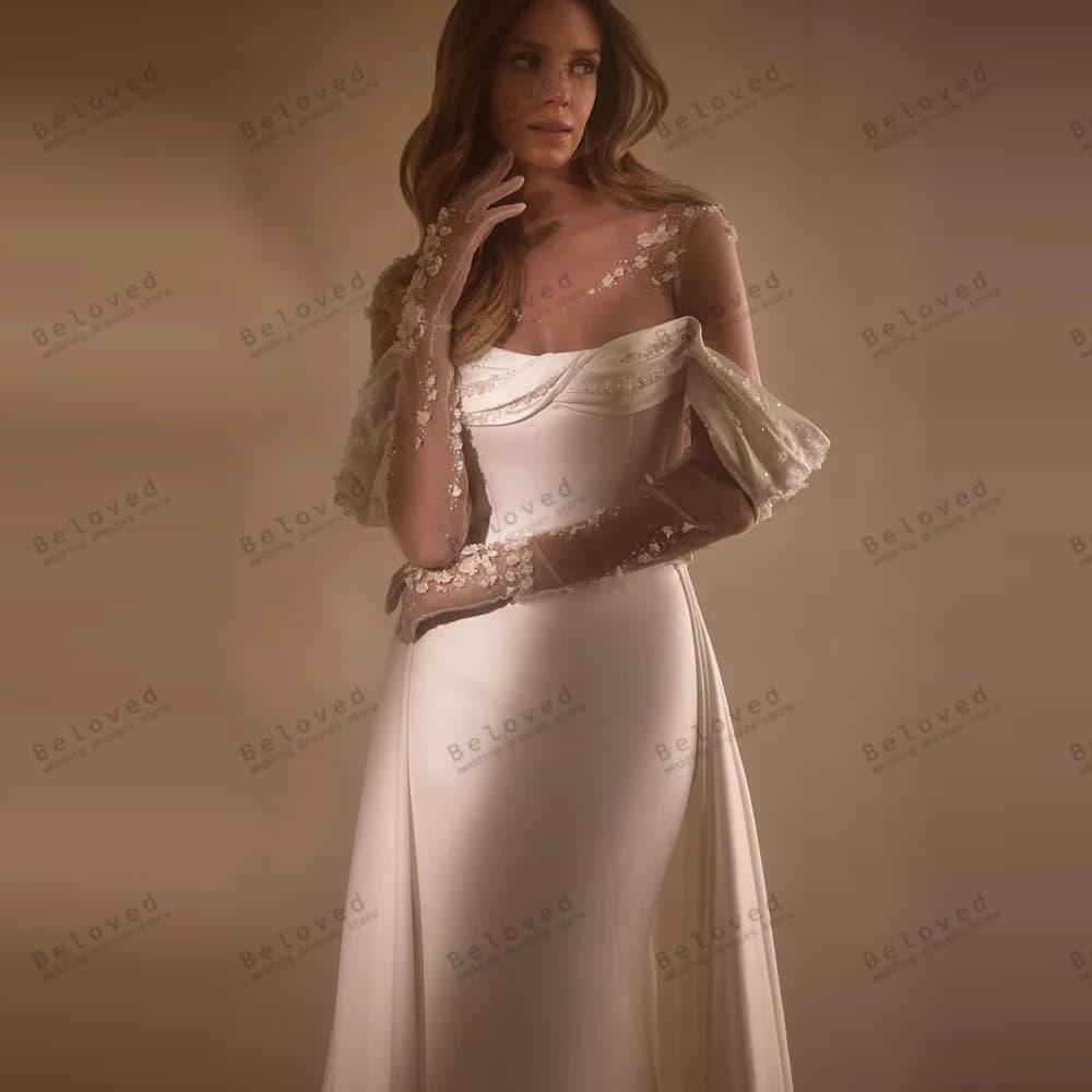 Charming Wedding Dresses Satin Bridal Gowns Lace Appliques Off The Shoulder Robes Glamorous Vestidos De Novia Customized 2026