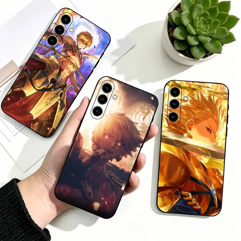 Fate GO Game Anime Gilgamesh Phone Case For Samsung Galaxy A73,A72,A71,A70,A53,A52,A51,Soft Silicone Black Cover
