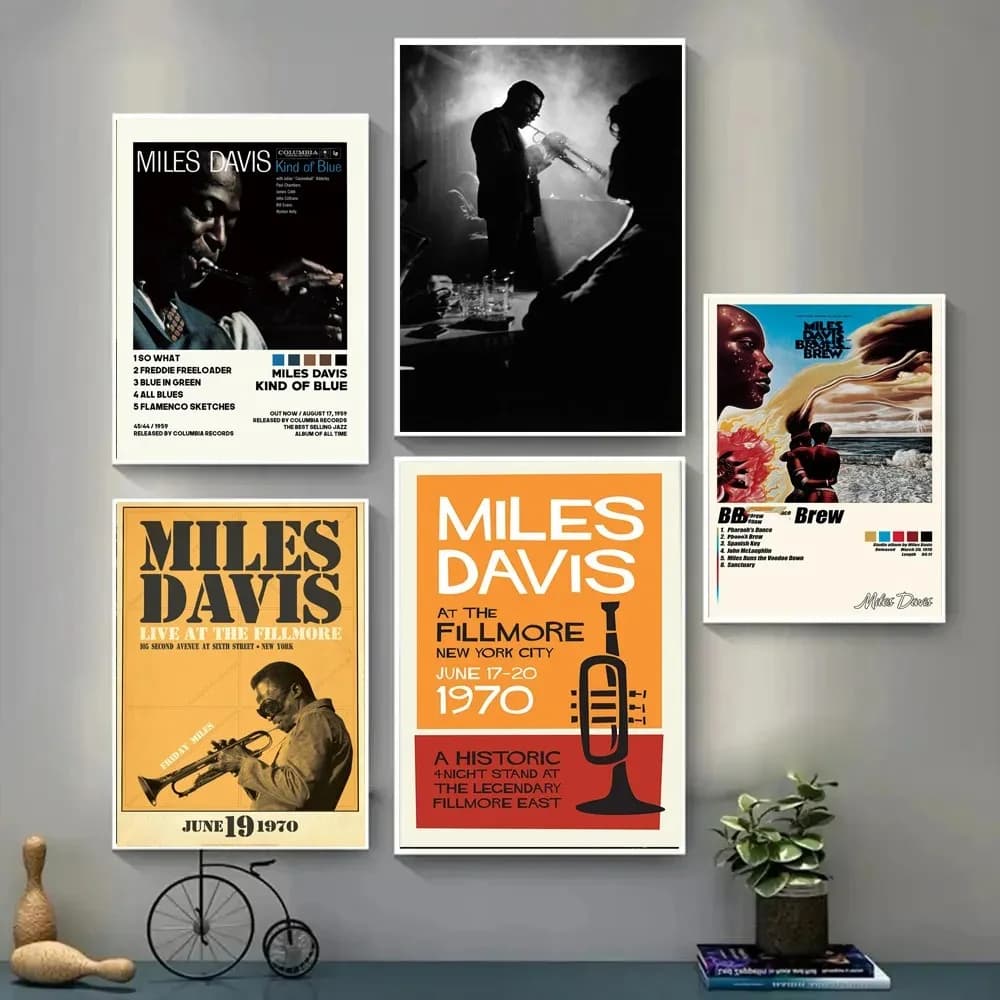 Poster Prints Hot Miles Davis Kind of Blue Brew Jazz Music Star Gifts Canvas Painting Wall Art Picture Living Room Home Decor