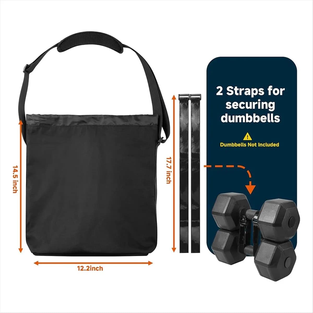 ABJV Dumbbells Carry Bag with Adjustable Strap, Portable Fitness Dumbbell Storage Bag Case, Gym Crossbody Bag with Soft Pad