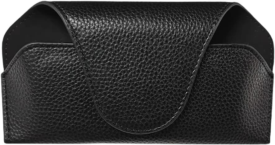 Portaocchiali da sole per visiera auto, custodia in pelle per occhiali da sole con chiusura magnetica, morbida