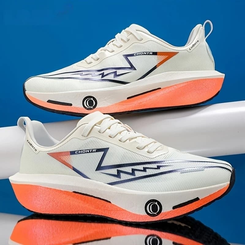Comfortable and fashionable men's racing shoes - Breathable fabric upper, non-slip sole, wear-resistant and cushioning, casual running shoes with round and laces tip, suitable for all seasons
