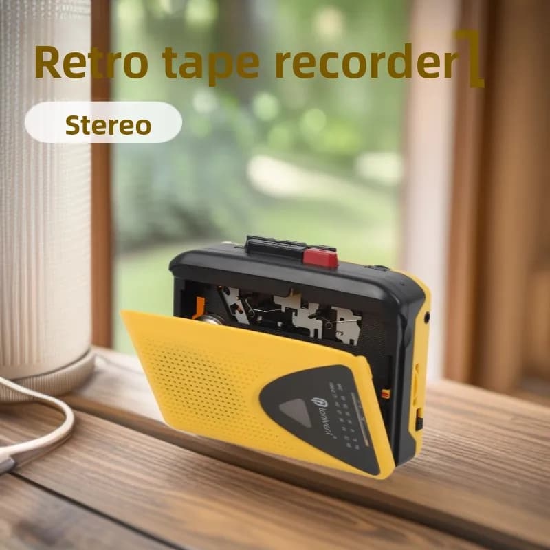 Lettore di Cassette con Radio AM/FM, Convertitore e Registratore Audio con Altoparlante e Jack per Cuffie da 3,5mm