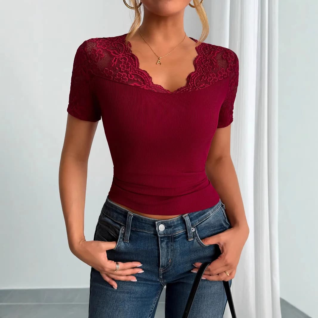 Nuova Collezione Estate 2026: Abbigliamento Femminile Confortevole con Colletto e Polsini in Pizzo, Maniche Corte, Vestiti Primaverili per Donne