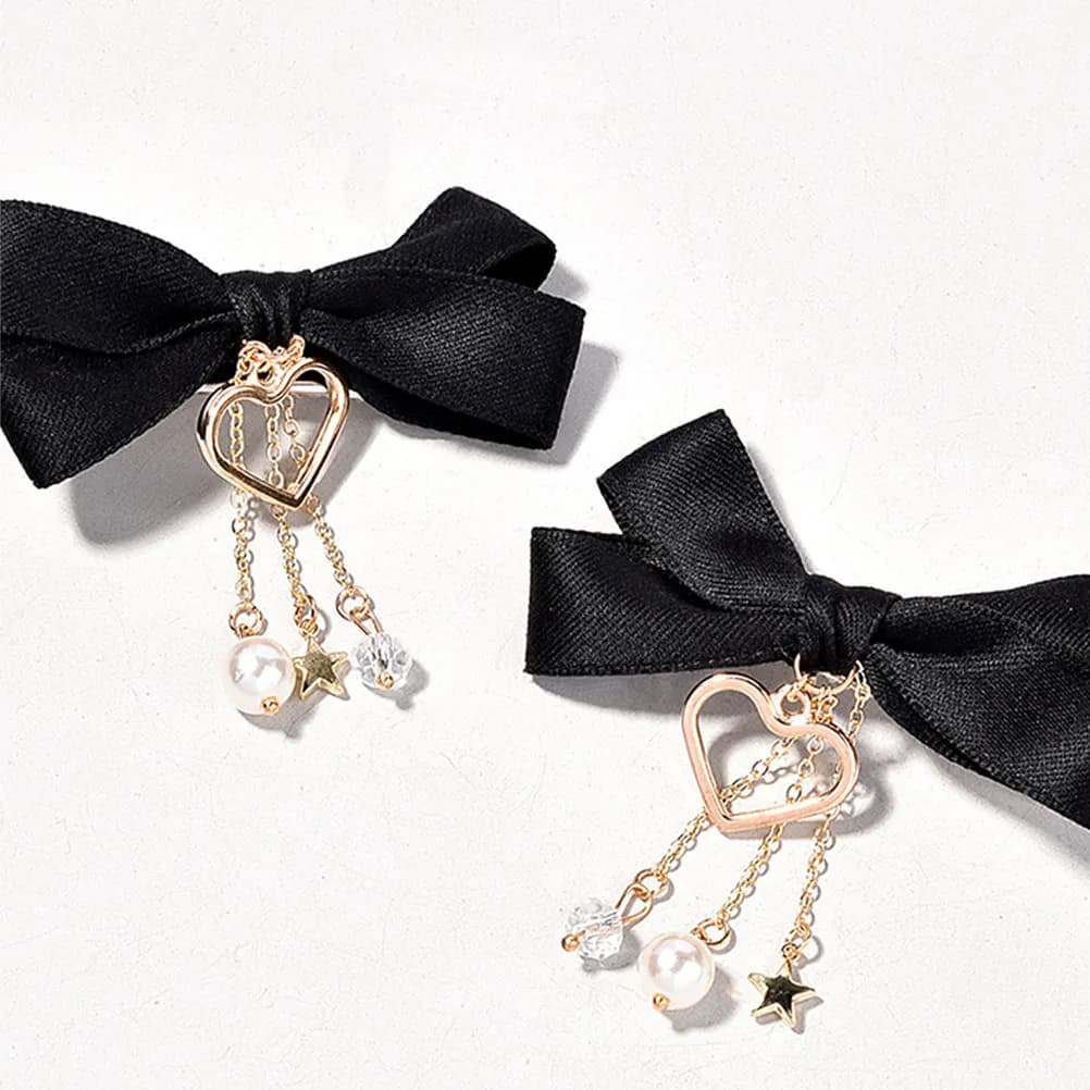 Set of 2 hair clips with fashionable bow and tassels for girls, women and adolescents, stylish accessory for hairstyles, birthday, Christmas, New Year
