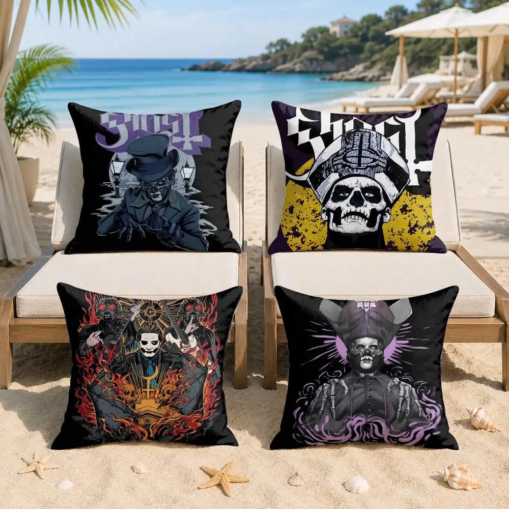Popular G-ghost Band Cushion Cover Silky Short Plush Invisible Zipper Dustproof Sofa Pillow Case For Home Decor