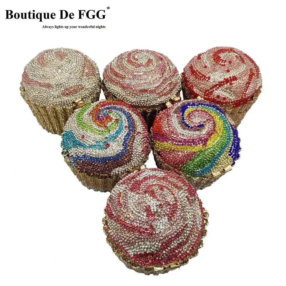 Boutique De FGG (available) evening bag with pouch for Cupcake women's wedding bag in crystal and wedding bag for wedding parties