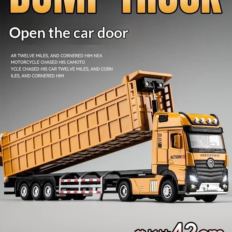 Alloy Semi Trailer Dump Truck 42CM Large Transport Construction Vehicle Kids Boys Tipper Engineering Toy Truck For Children Play