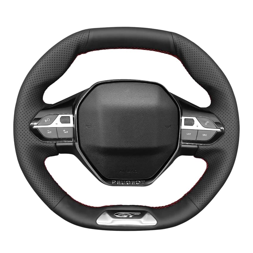 Coprivolante per auto in ecopelle nera per Peugeot 208 308 2008 3008 4008 508 SW 5008 GT Line Rifter 2016-2022