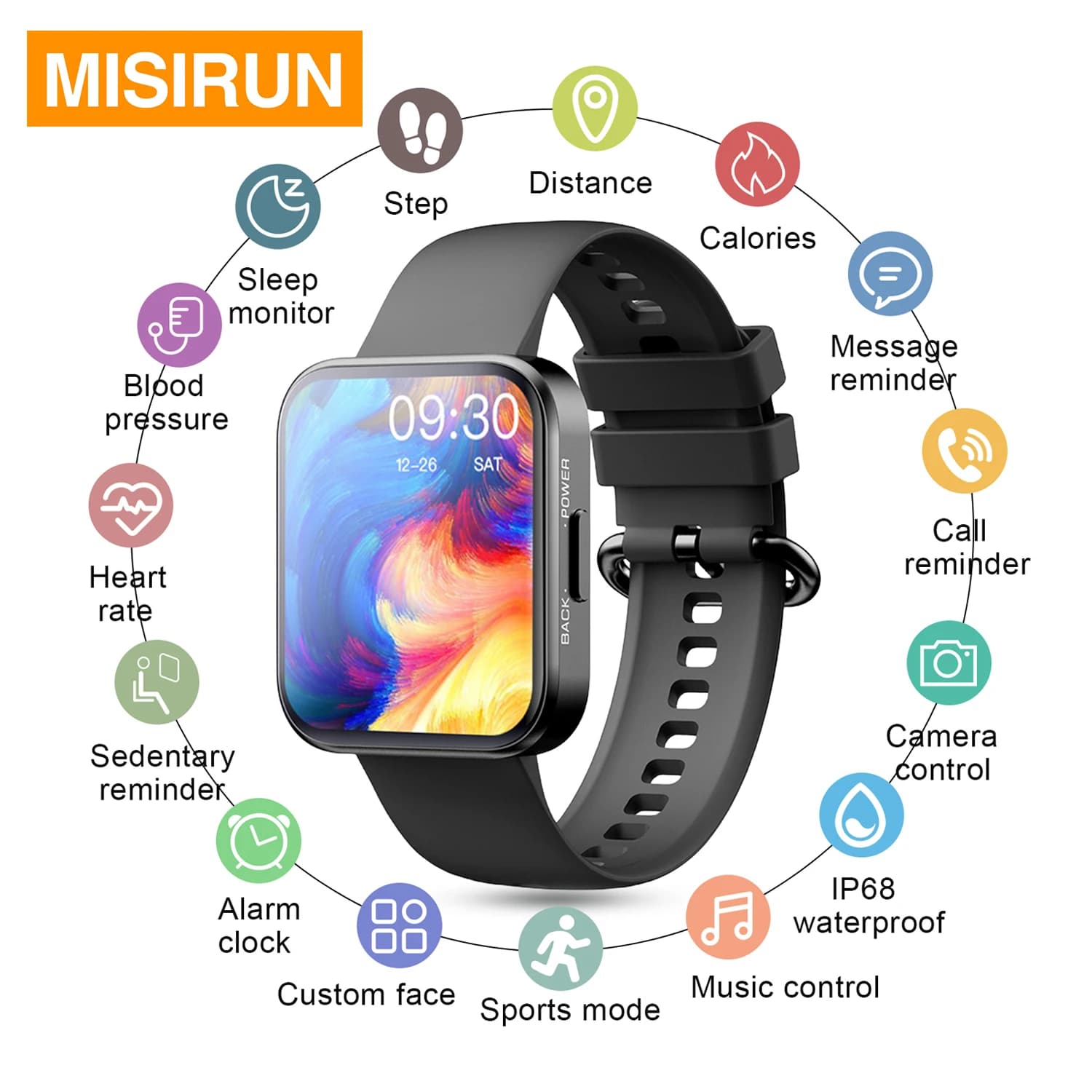 MISIRUN Sport Smart Watch for Women Fitness Tracker Heart Rate Monitoring IP68 Waterproof Smart Notifications Watches