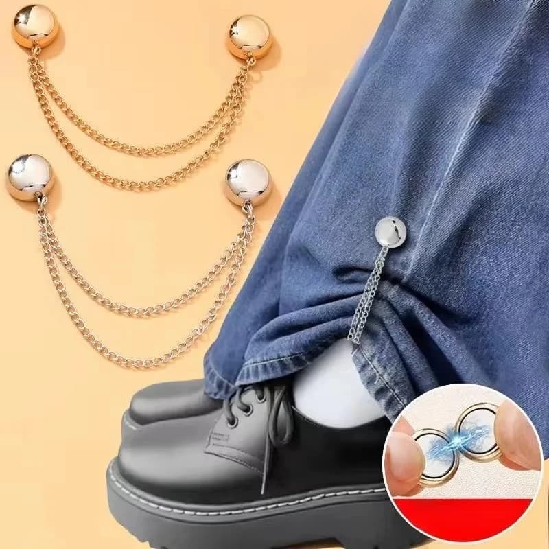 Clip Clothes Scarf Trouser Legs Cuff Fixing Magnet Pin 2pcs Multi-Function Magnetic Clothing Clip With Chain Metal Buttons