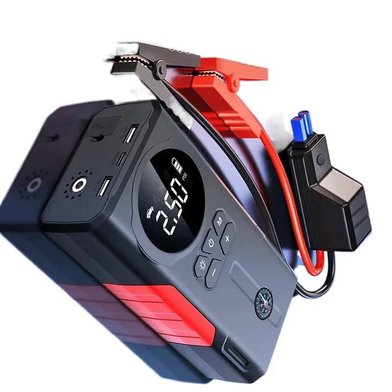 Avviatore di Emergenza Multifunzione 12V 39800mAh con Pompa d'Aria per Gonfiaggio Pneumatici Auto