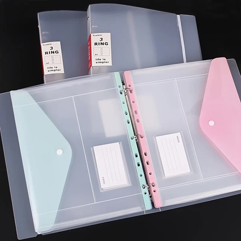 Set di cartelle Borsa per documenti 3/6 Borse per file Colore casuale 1pc Raccoglitore Shell Borsa per file aperta lateralmente trasparente Organizzatore da scrivania per ufficio scolastico