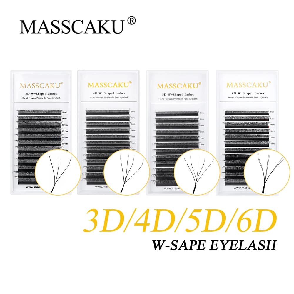 MASSCAKU 3D 6D 8D W Shape Eyelashes Wholesale Global Eyelash Cluster Easy Fan Volume Finte Premium Dense Eyelash Supplier