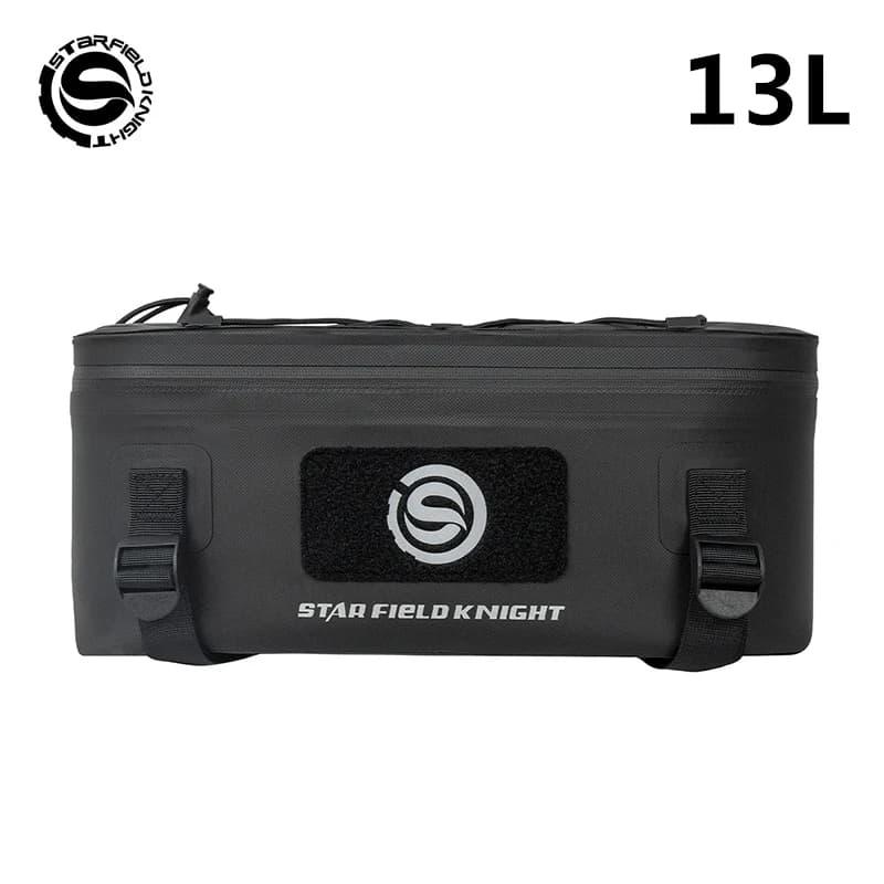 SFK Universal 13L Black Motorcycle Bag Waterproof Rear Seat Aluminum Box Capacity Expansion Box Suitcase Riding Gears Luggage