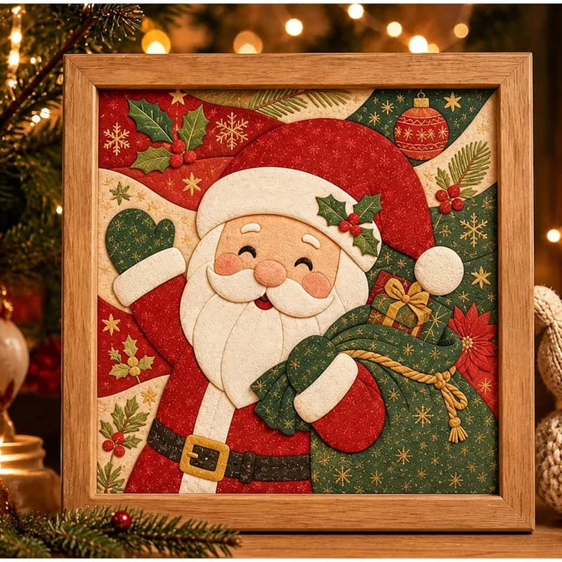 2026 DIY Christmas Theme Handmade Gifts, Premium No-sew Kinusaiga Fabric Art Kit For Adults & Beginner, Cut Cloth Handcraft Kit