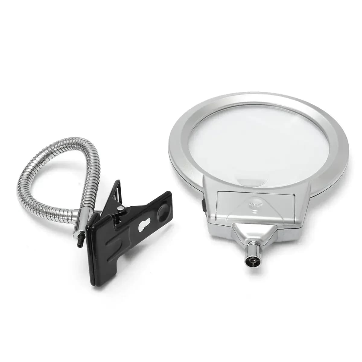 Lente d'ingrandimento illuminata con clip da tavolo, lente di lettura in vetro con tubo flessibile in metallo e morsetto, lampada LED illuminata da scrivania