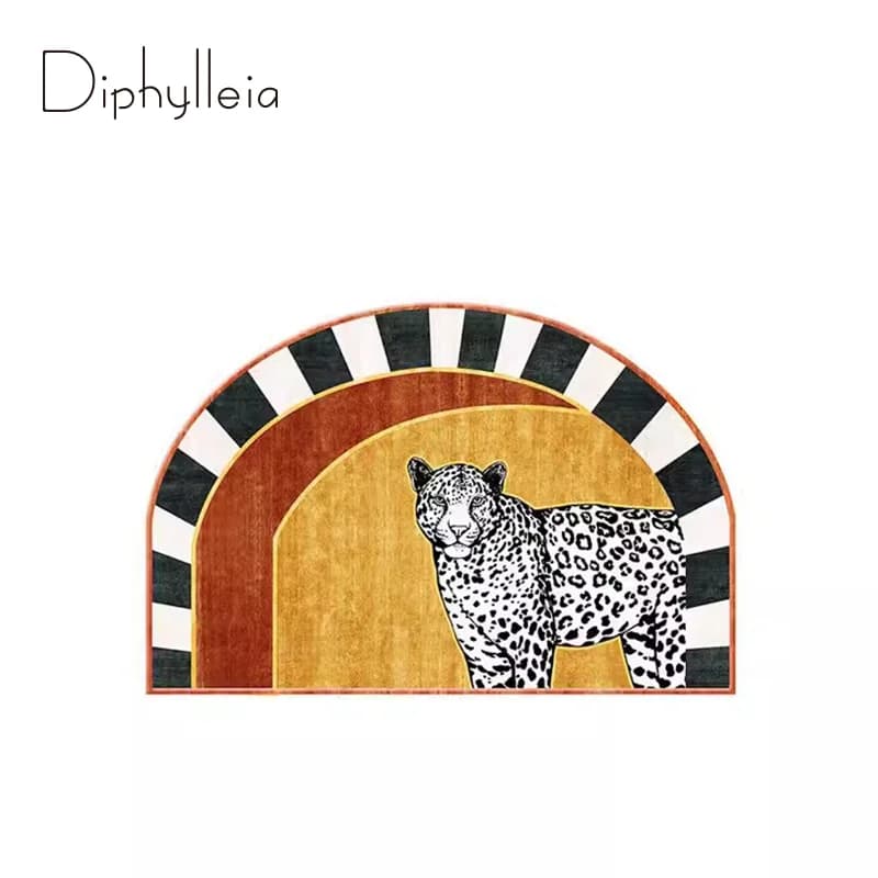 Difesylleia leopard Panther luxury decorative tirbino shape tapestry carpet Mat bedside table carpet art living room modern upholstery