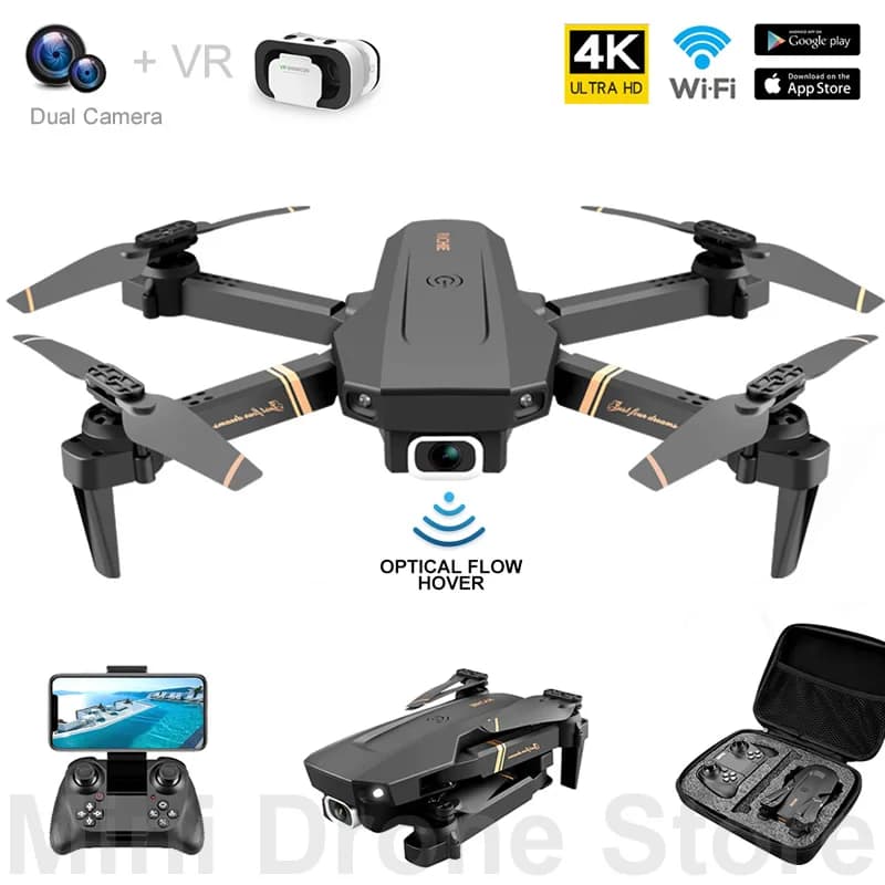 V4 Easy Fly Mini FPV Drone 4K VR WIFI Fotografia aerea Smart Follow Me Pieghevole Quadcopter con fotocamera RC Elicottero giocattolo